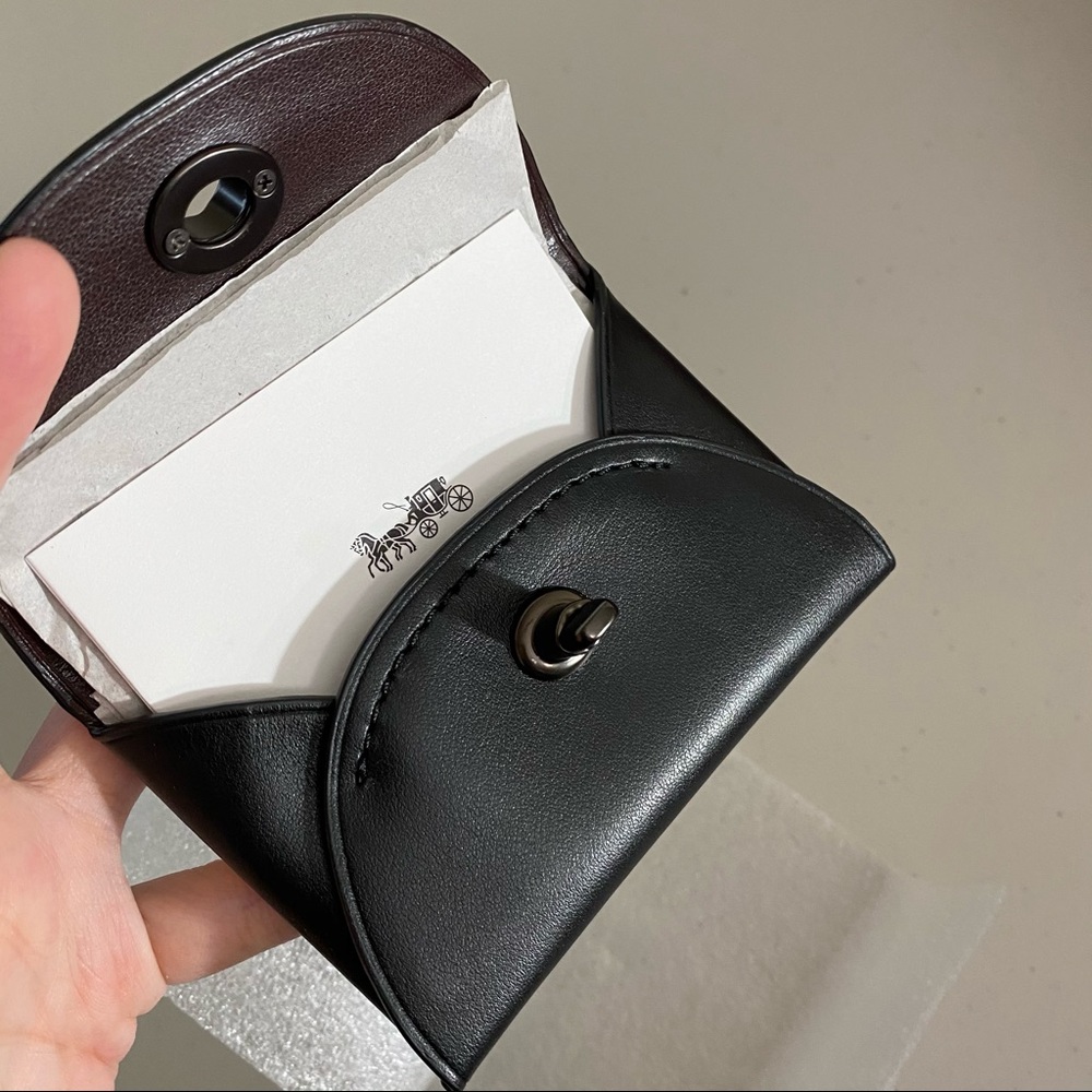 Coach Card Case Black Leather Holder NWT - Picture 5 of 5